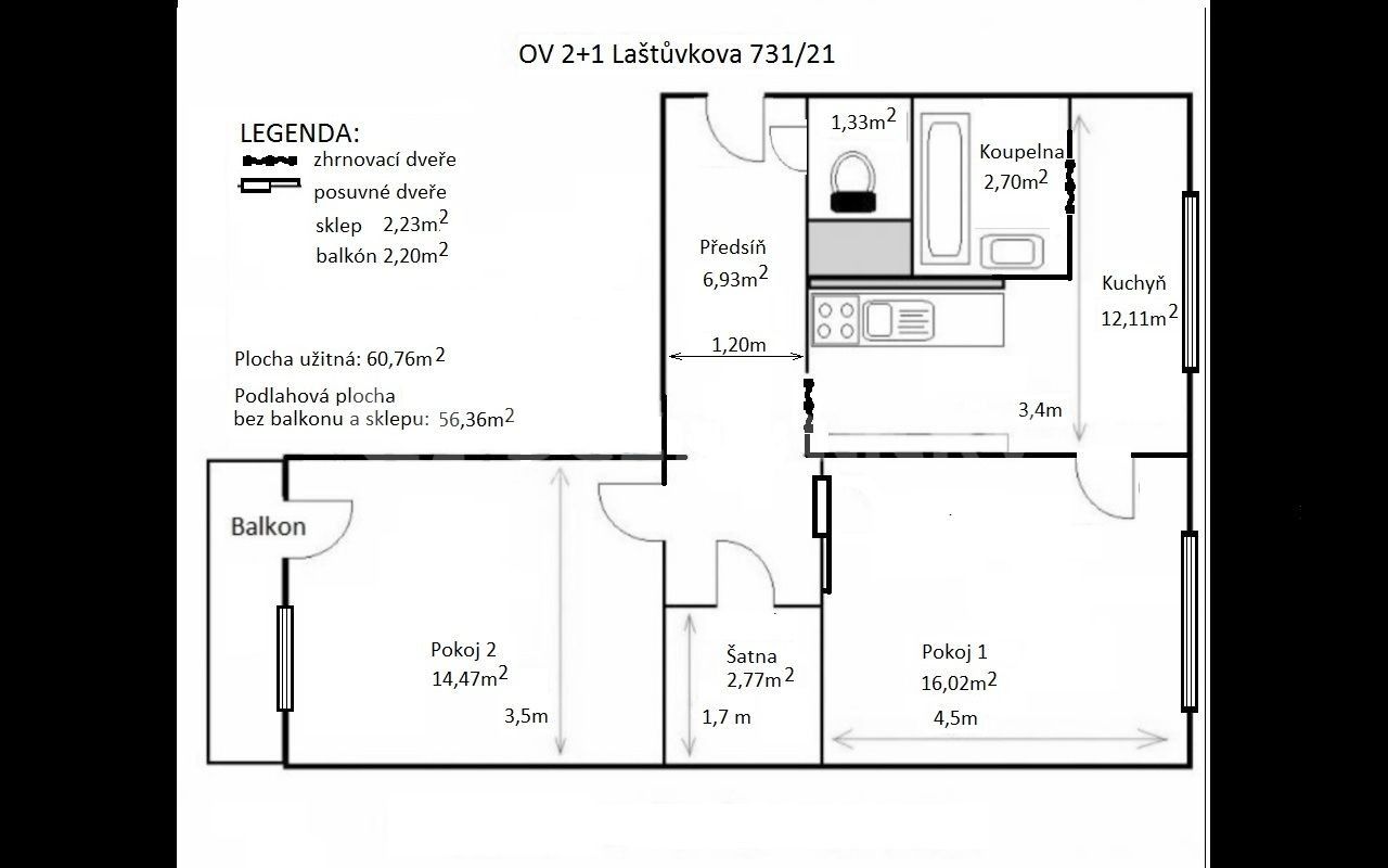 2+1, Laštůvkova, Brno - Bystrc, Jihomoravský kraj, 61 m² - 2
