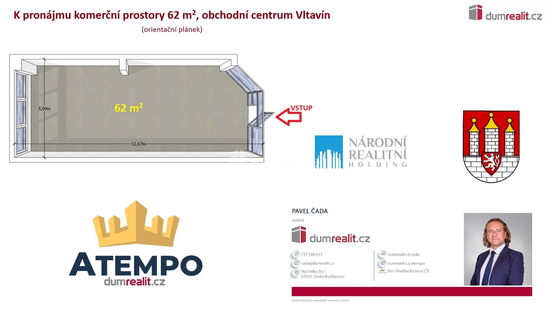 Pronájem obchodní prostory - Fr. Ondříčka, České Budějovice, 62 m²
