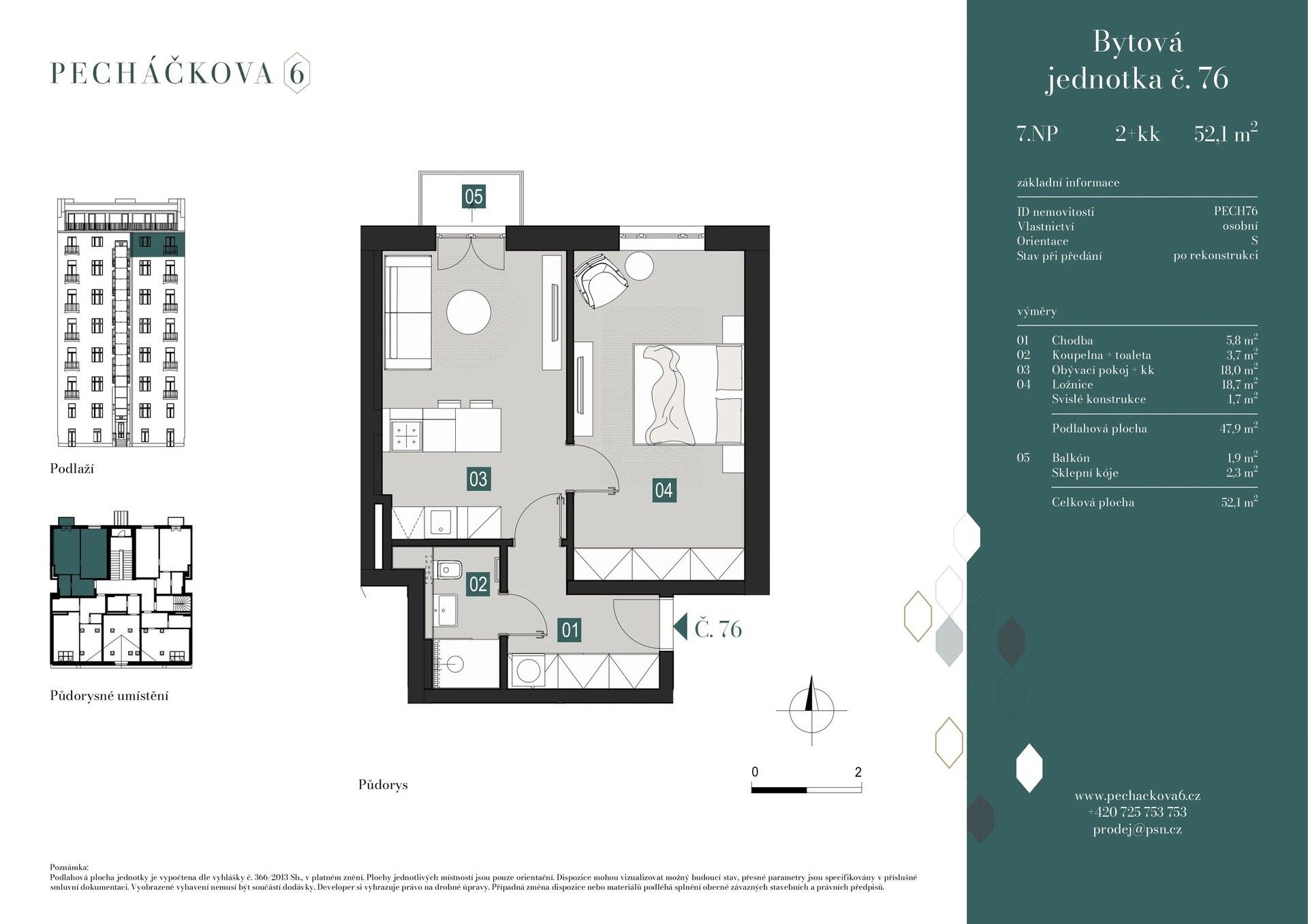 2+kk, Pecháčkova, Praha Smíchov, 46 m² - 2