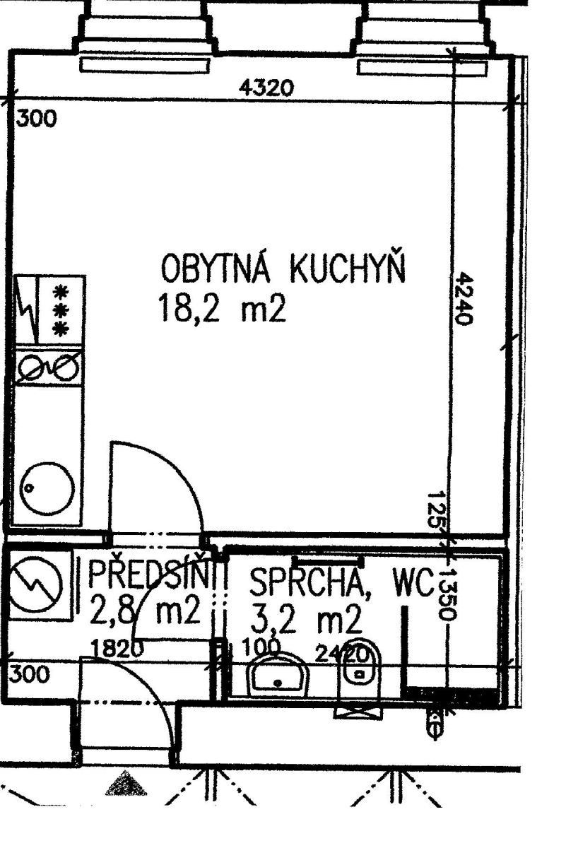 Byt 1+kk, 24 m²