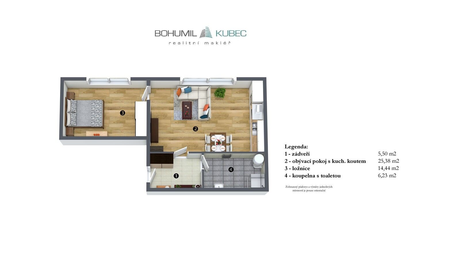 Prodej byt 2+kk - Budějovická 624, Veselí nad Lužnicí I, 52 m² - 5