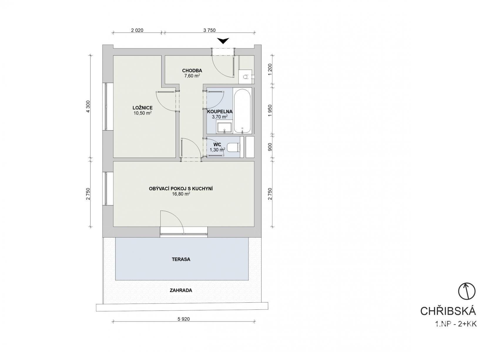 2+kk, Chřibská , Praha Ďáblice, 43 m² - 2