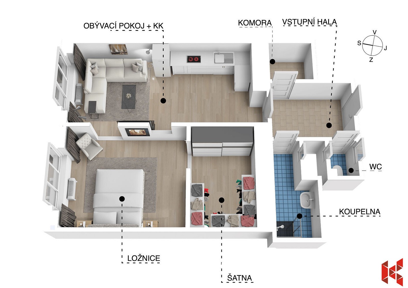 2+kk, Veletržní, Praha 7 - Holešovice, 55 m² - 2