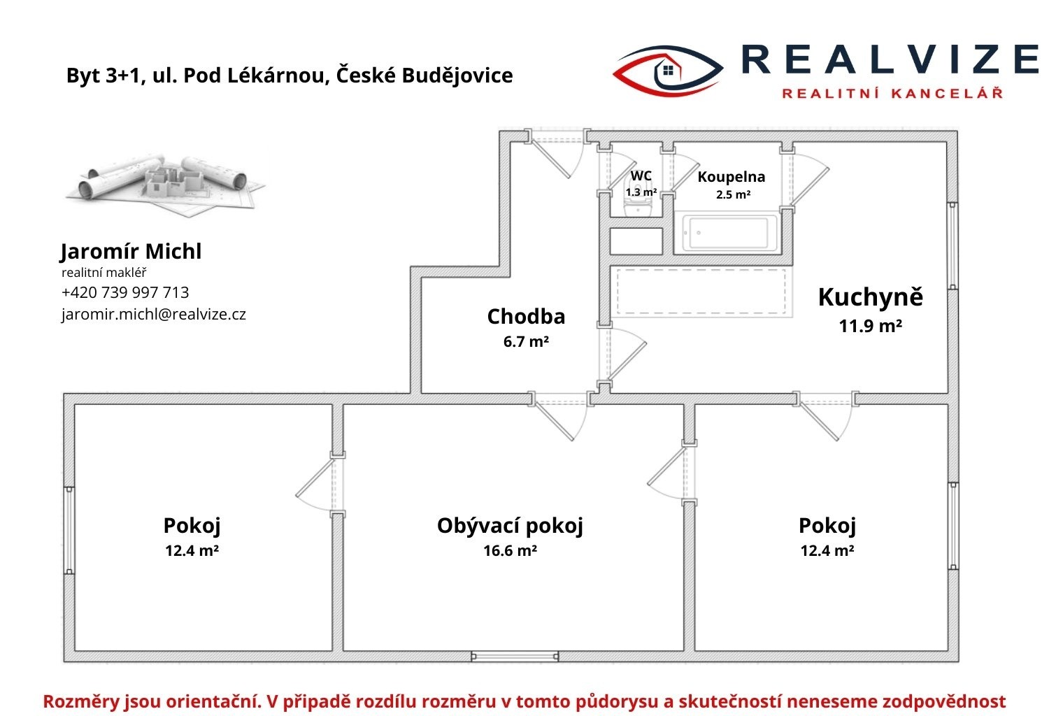 Byt 3+1 · 65 m² · Pod Lékárnou, České Budějovice 5 - 4