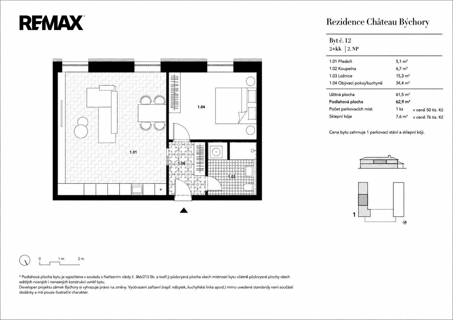 Byt 2+kk · 62 m² · Býchory - 4