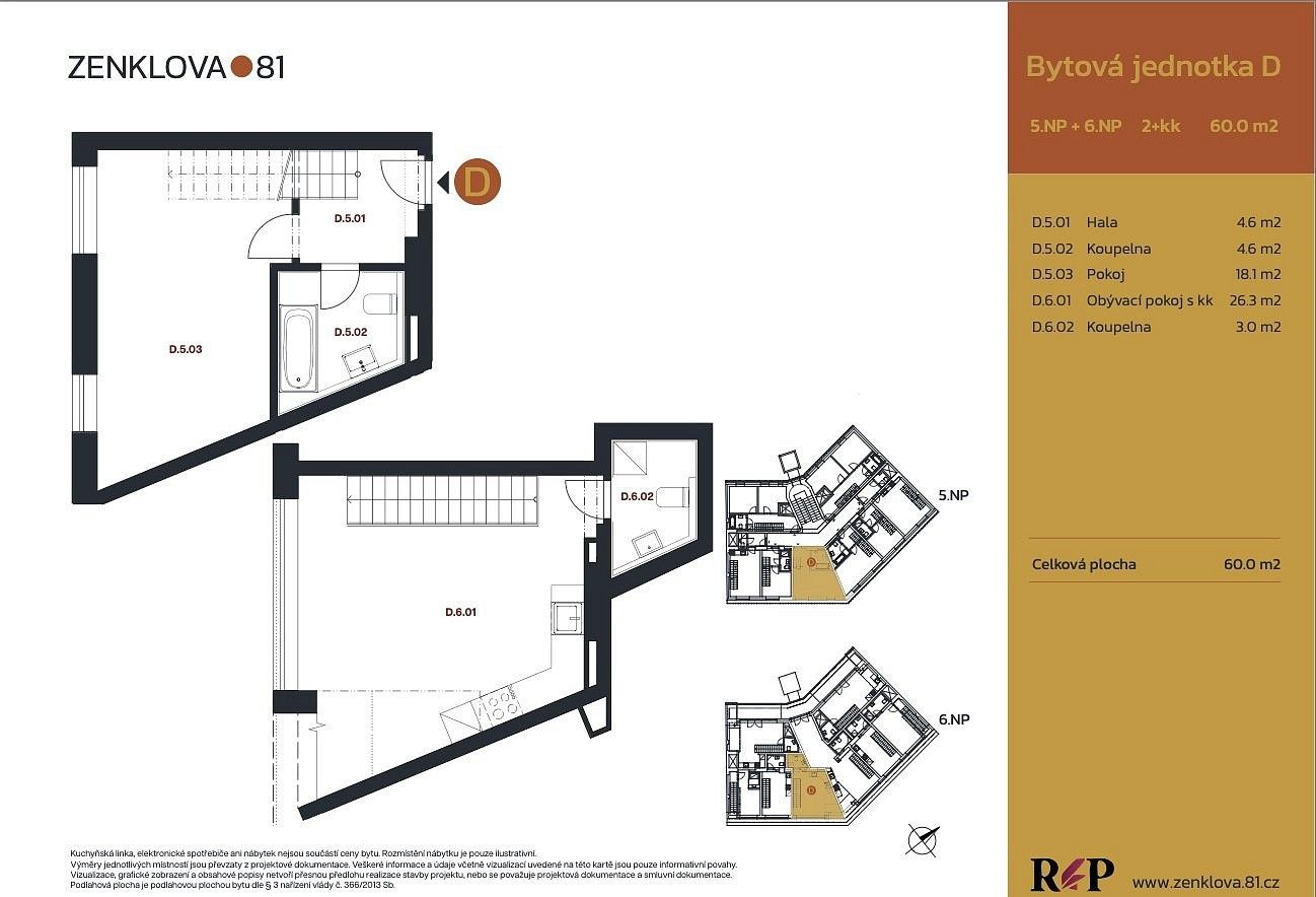 Byt 2+kk · 60 m² · Praha - Libeň, okres Praha 8, Hlavní město Praha - 3
