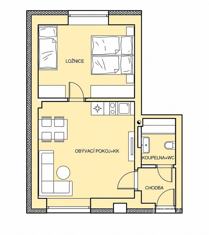 Pronájem byt 2+kk - Kestřany, okres Písek, 41 m² - 5
