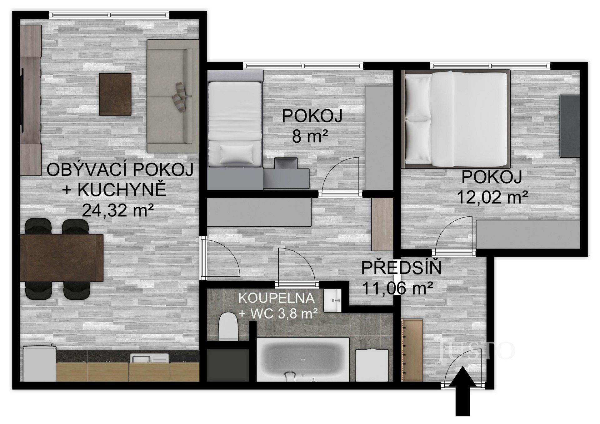 Prodej byt 3+kk - K Háječku, Písek, 60 m²