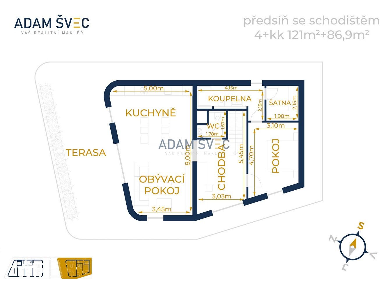 Pronájem byt 4+kk - Olomouc - Hodolany, Olomoucký kraj, 121 m² - 2