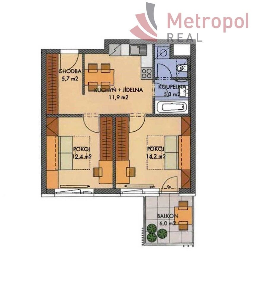 Prodej byt 2+kk - Hugo Haase, Praha, 51 m²