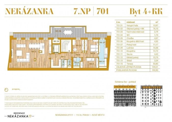Prodej byt 4+kk - Nekázanka, Praha, 191 m²