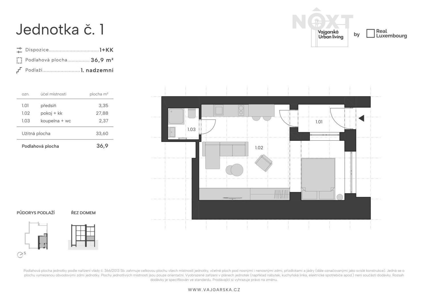 Byt 1+kk · 34 m² · Vajgarská 1176, Praha Kyje - 4