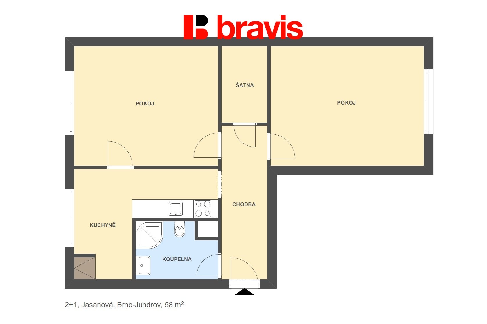 Pronájem byt 2+1 - Jasanová 654, Brno Jundrov, 58 m² - 5