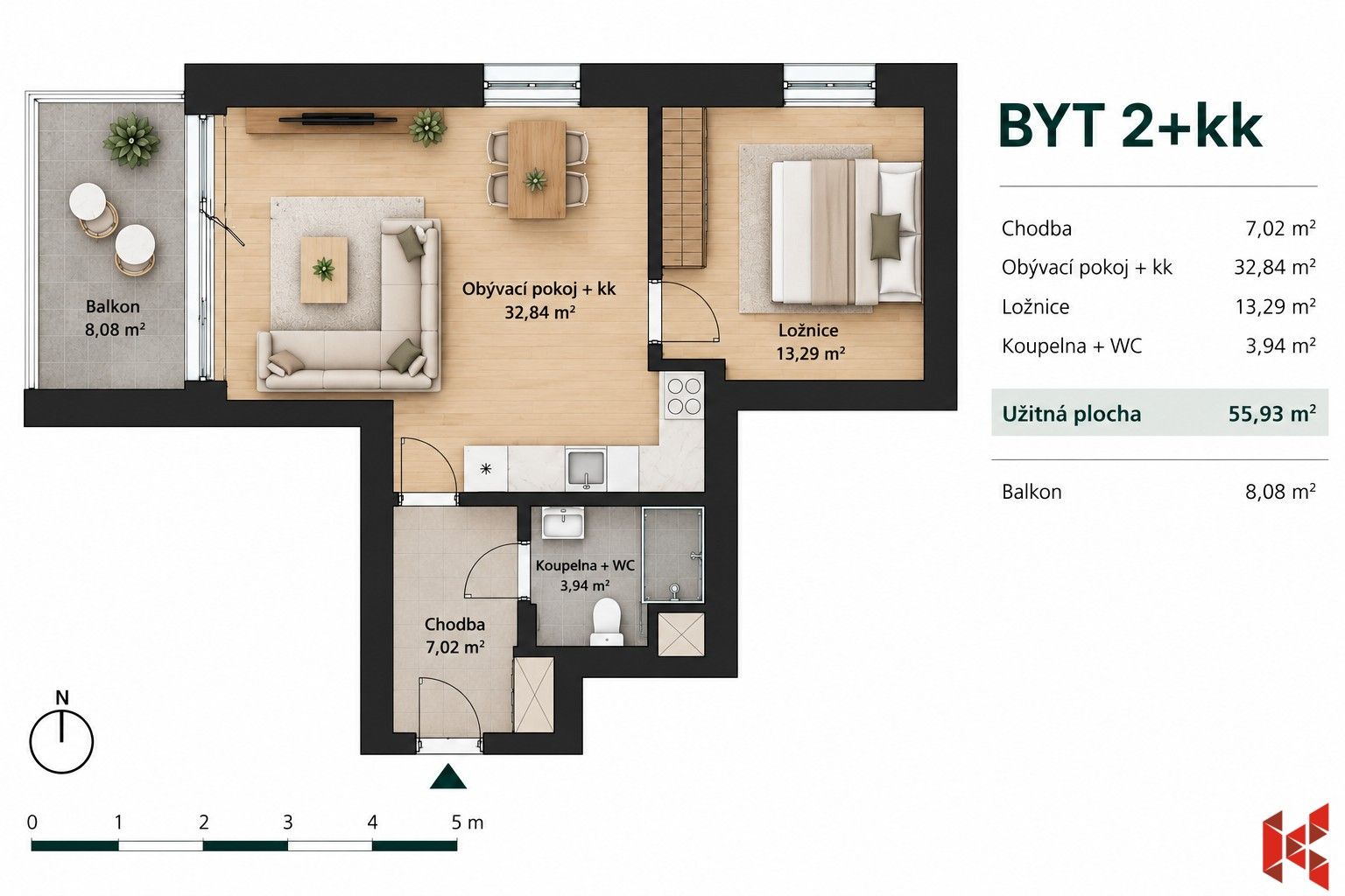 Byt 2+kk · 56 m² · Generála Bočka 1242, Praha Kbely - 3