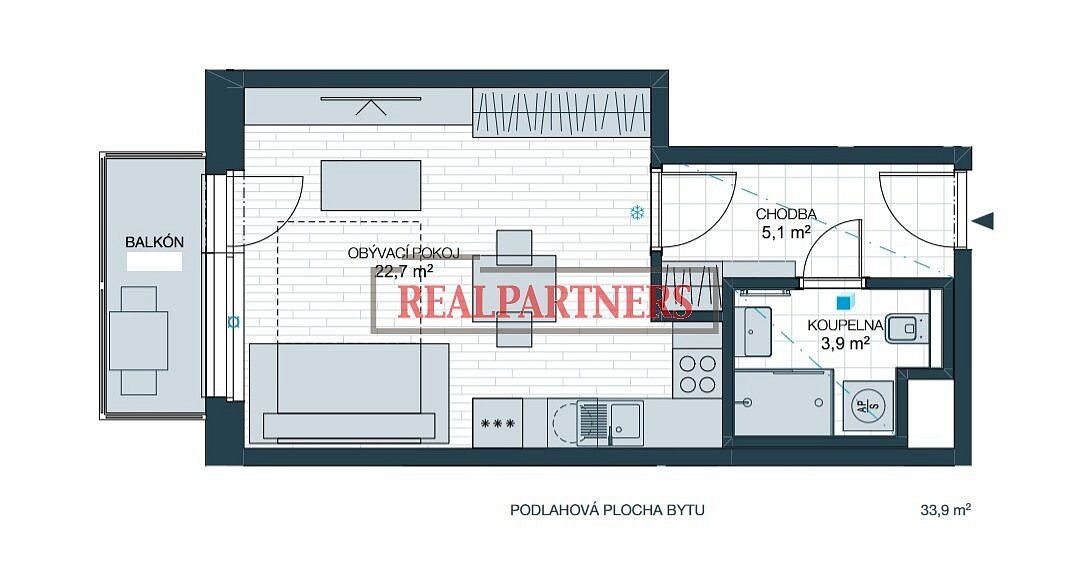 1+kk, Ke stadionu, Kladno, 39 m² - 2