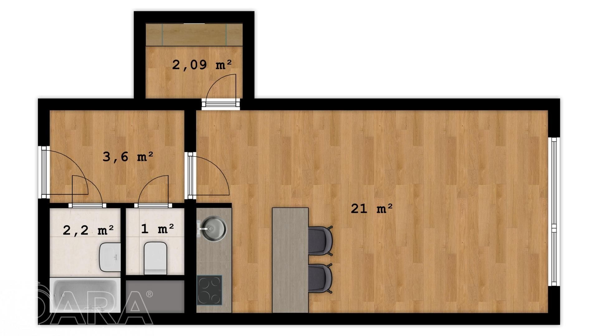Byt 1+kk · 30 m² · Klapálkova, Praha - 3