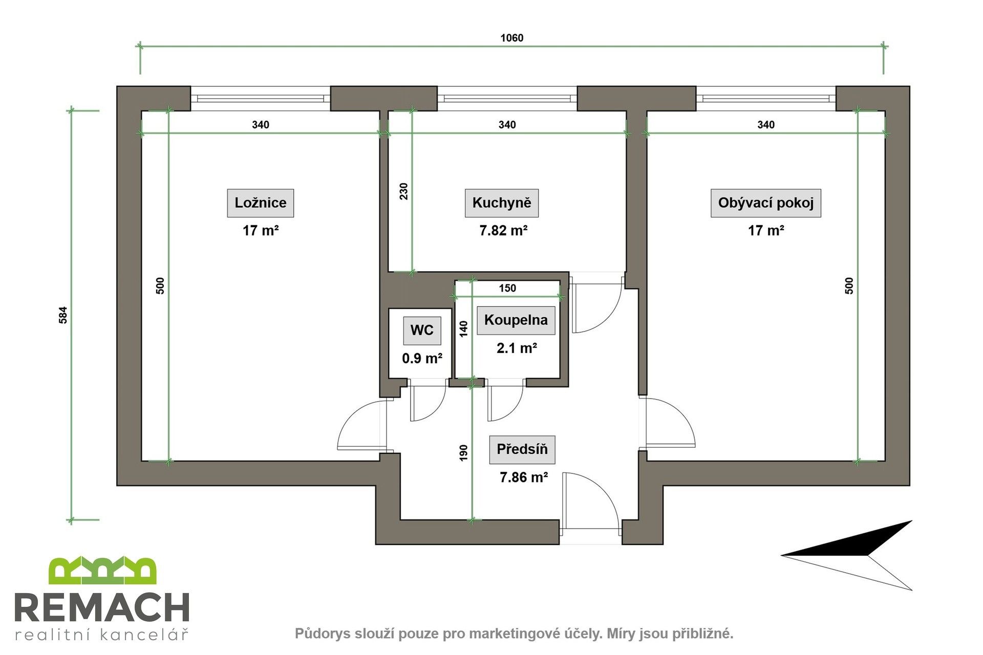 Pronájem byt 2+1 - Mánesova, Uherské Hradiště, 54 m²