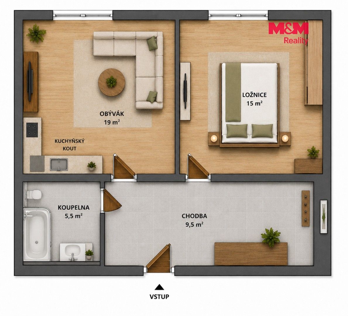 Byt 2+kk · 48 m² · Högerova, Praha - 3