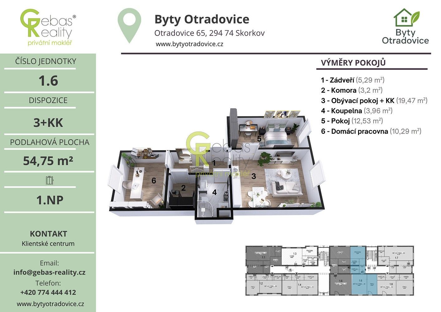 3+kk, Skorkov - Otradovice, okres Mladá Boleslav, Středočeský kraj, 55 m² - 2
