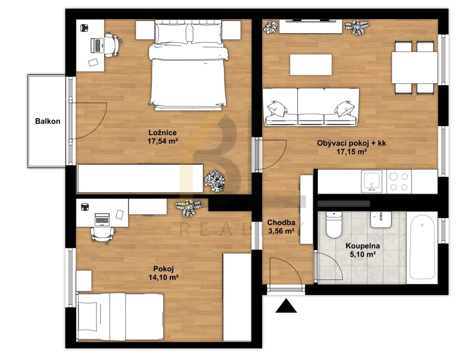 3+kk, U Červených domků, Hodonín, 57 m² - 2