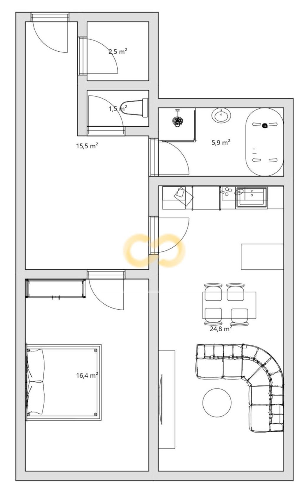 Byt 2+kk · 66 m² · Alšovo nám. 178, Písek Vnitřní Město - 3