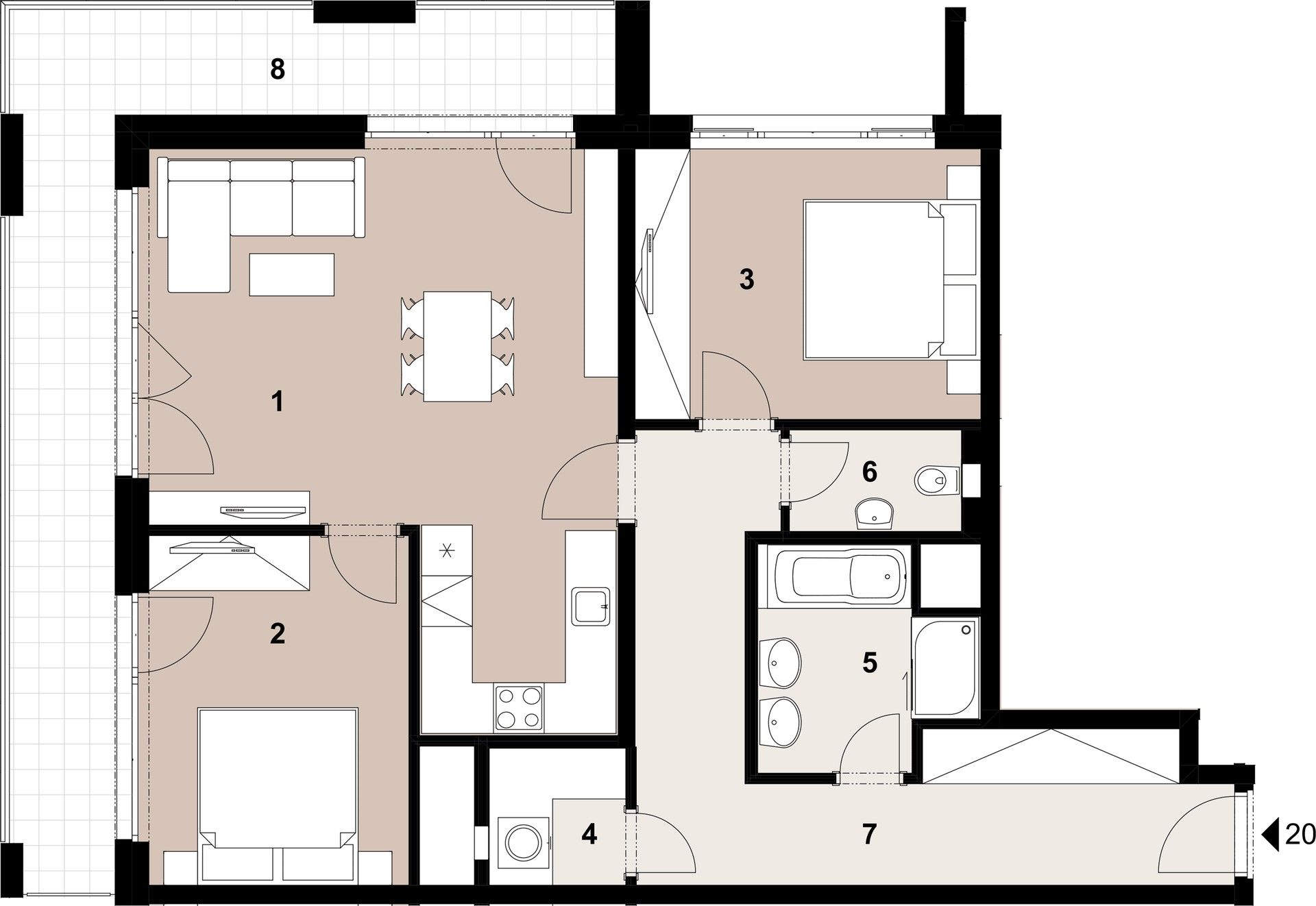 3+kk, Krnkova, Praha, 84 m² - 2