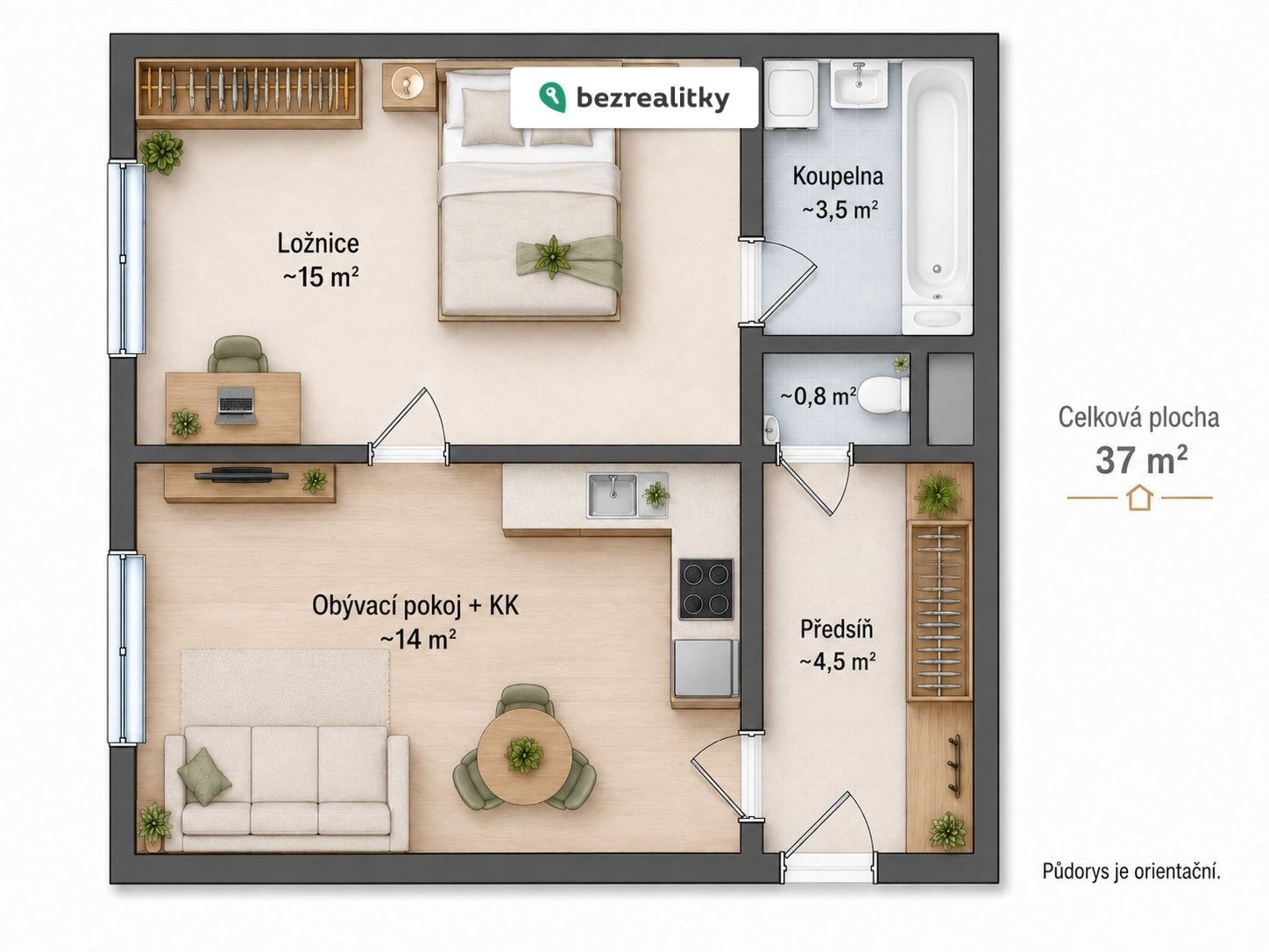 2+kk, Vrchlického 474, Praha Košíře, 37 m² - 2
