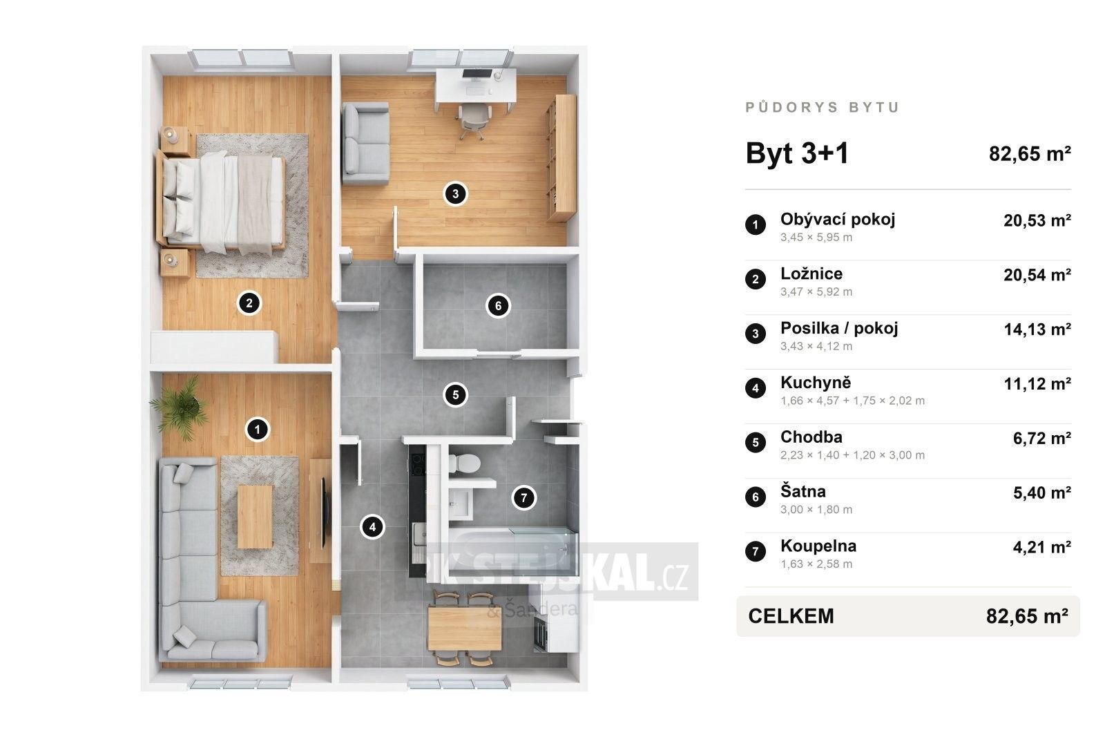 Byt 3+1 · 84 m² · J. Plachty 1099, České Budějovice 3 - 3