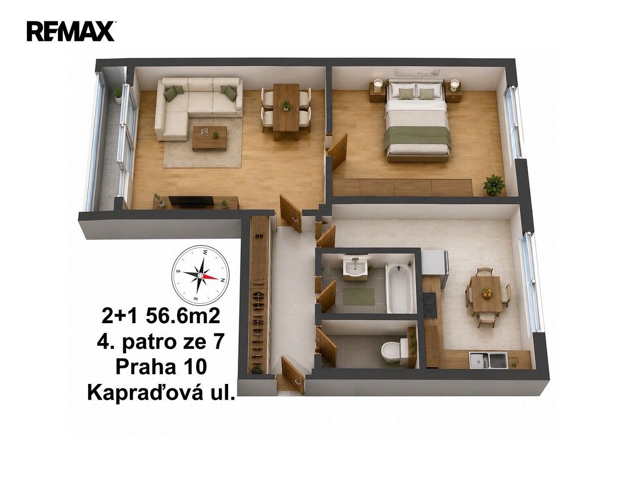Byt 2+1 · 57 m² · Praha - Záběhlice, okres Praha 10, Hlavní město Praha - 3