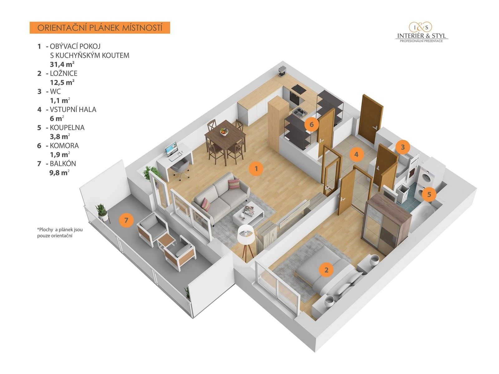 Pronájem byt 2+kk - Jurkovičova, Praha, 68 m²