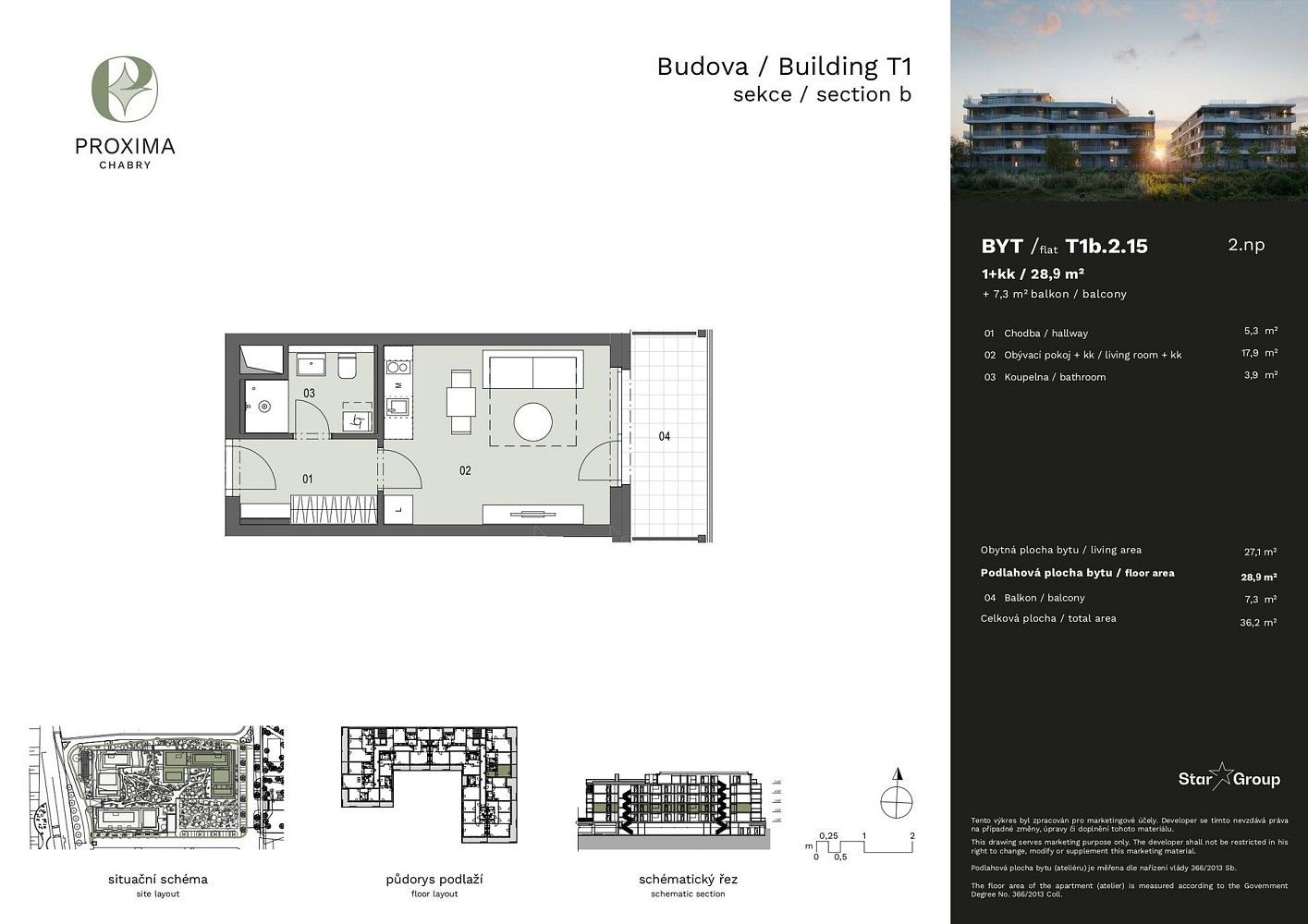 Byt 1+kk · 28 m² · Praha - Dolní Chabry, okres Praha 8, Hlavní město Praha - 3
