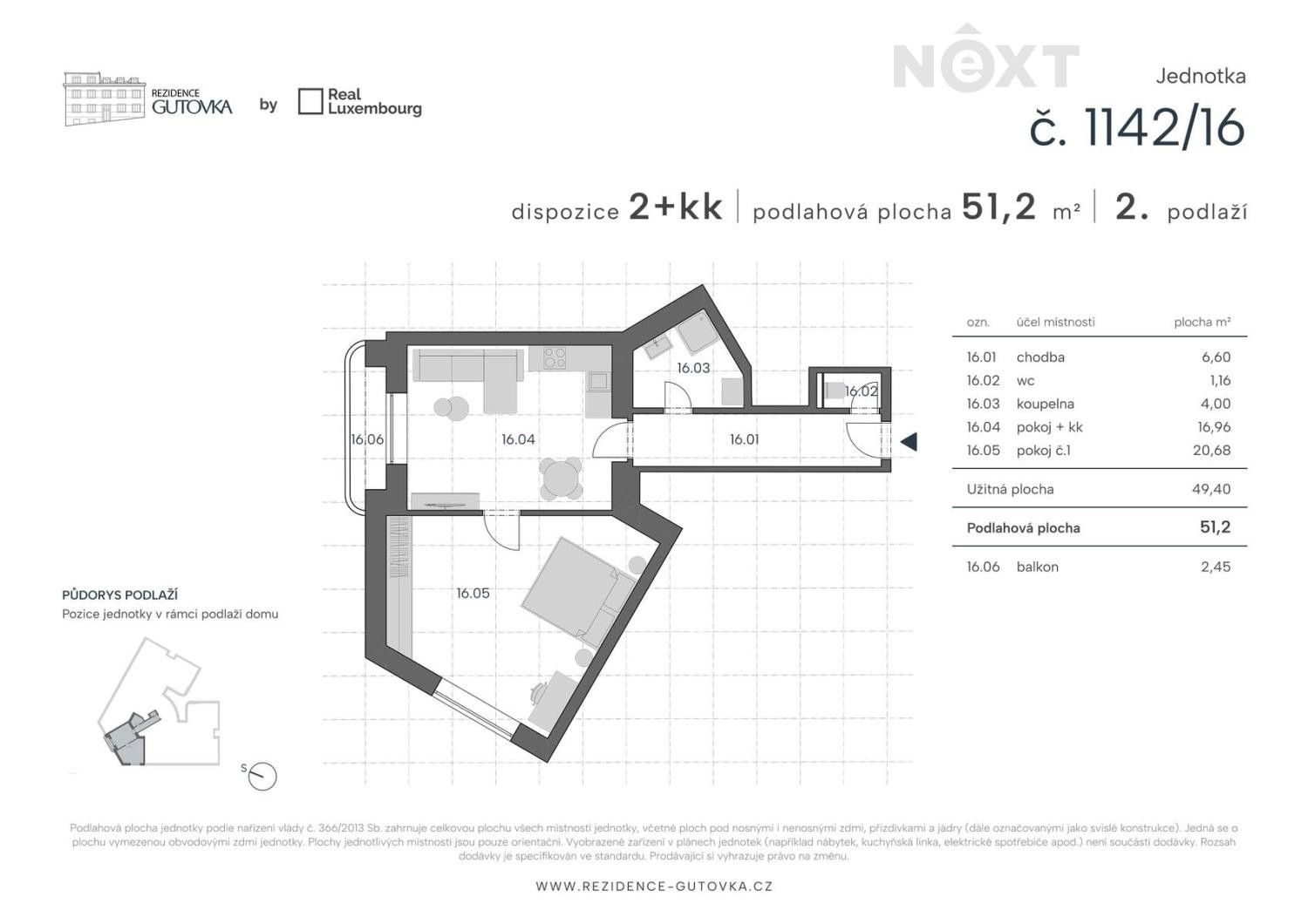 2+kk, Čestlická 1142, Praha Strašnice, 51 m² - 2