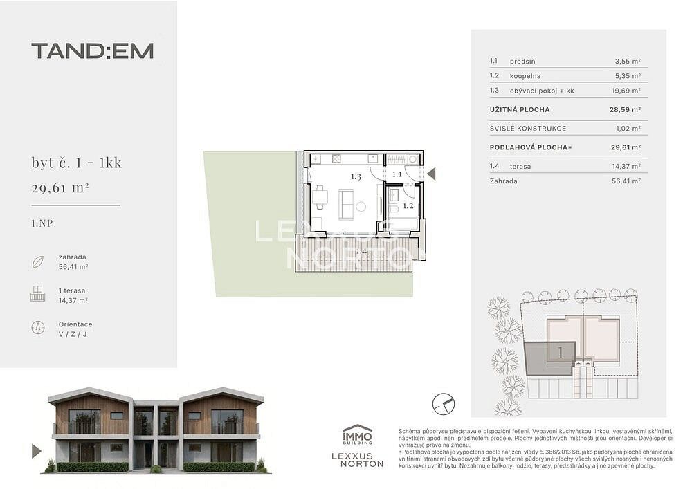 Prodej byt 1+kk - Horoměřice, okres Praha-západ, Středočeský kraj, 29 m² - 5