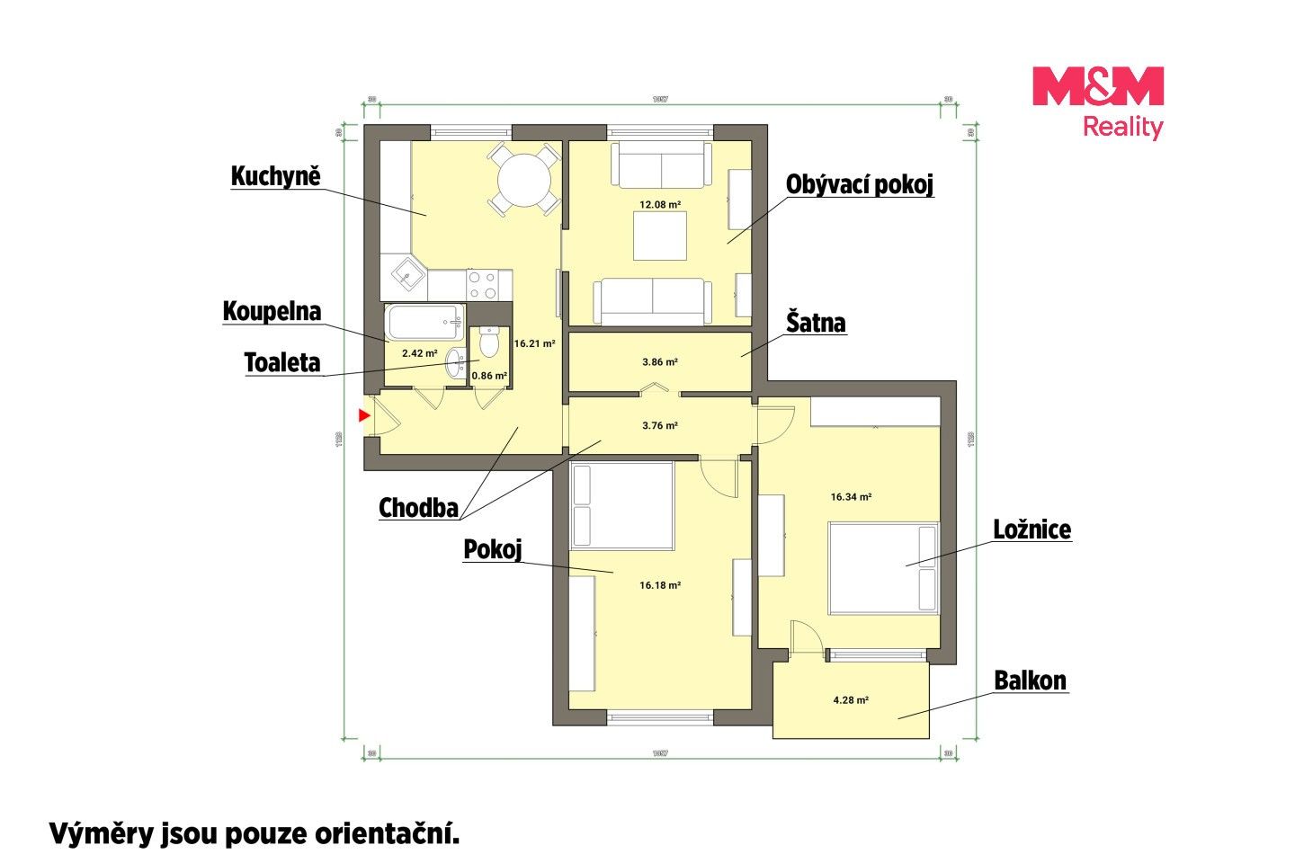 Byt 3+1 · 74 m² · Toužim - 4