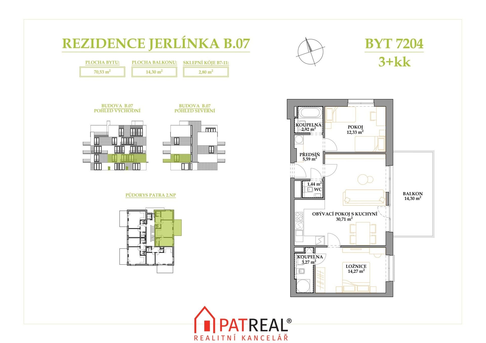 3+kk, Jerlínová  , Brno Žebětín, 84 m² - 2