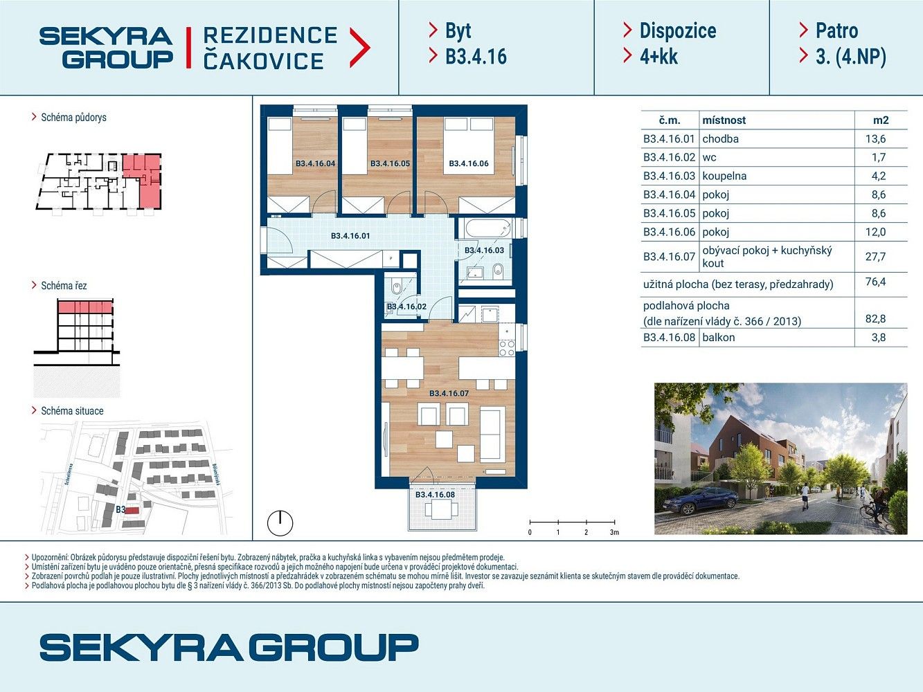 4+kk, Praha - Čakovice, okres Praha 18, Hlavní město Praha, 76 m² - 2