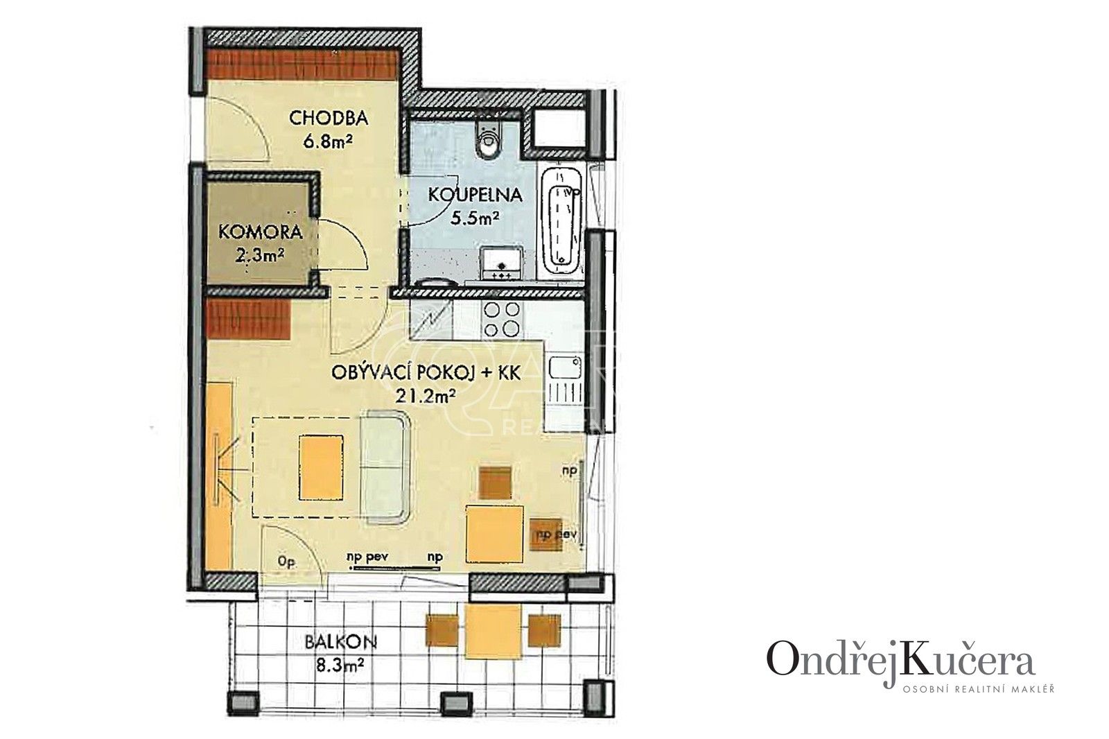 Pronájem byt 1+kk - Drnovská, Praha, 44 m²