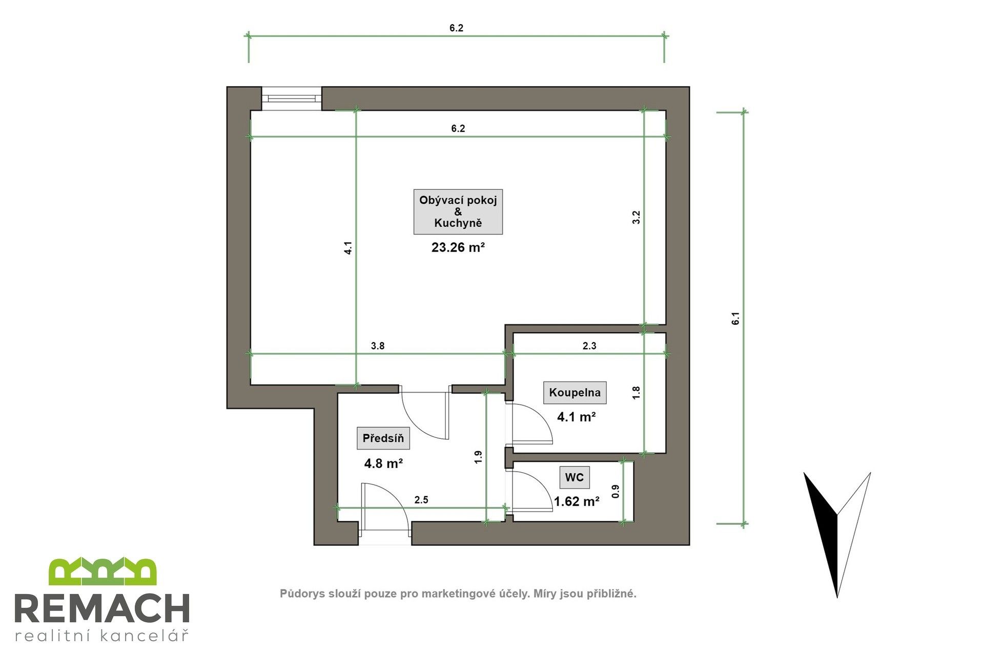 Pronájem byt 1+kk - Jindřicha Pruchy, Uherské Hradiště, 35 m²