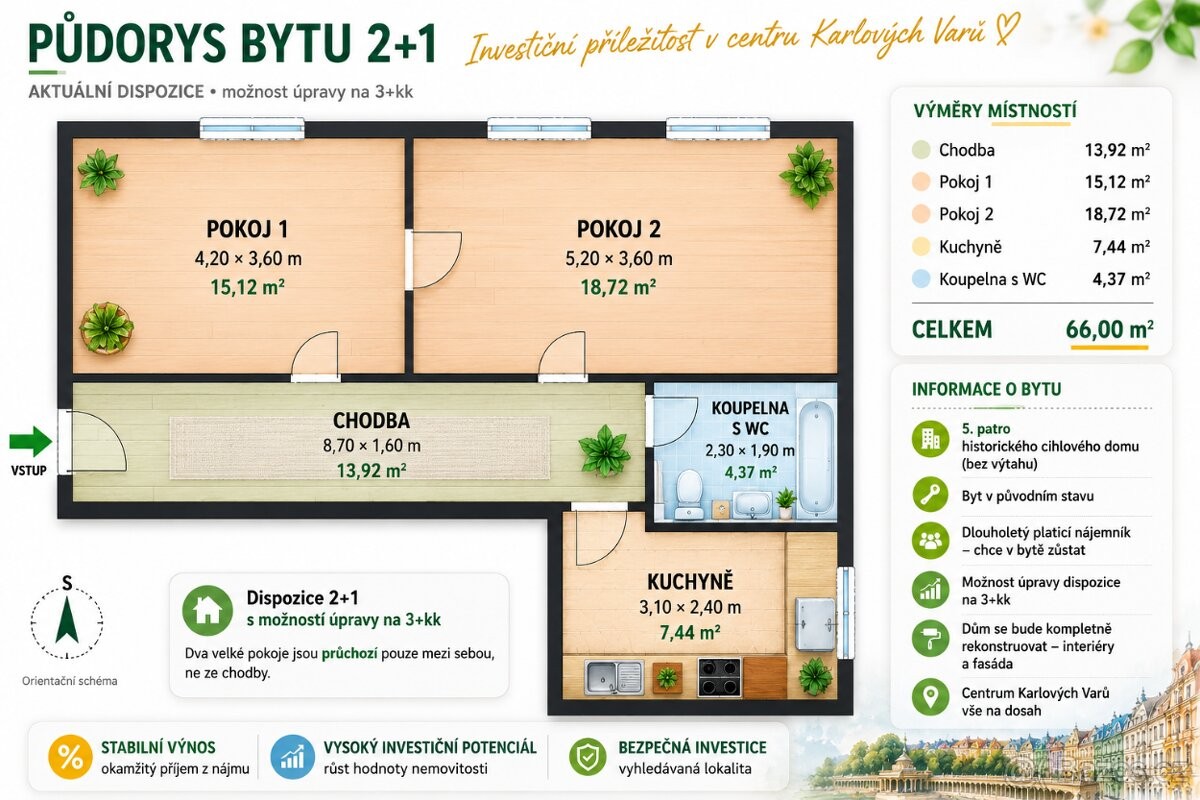 Byt 2+1 – Karlovy Vary, Westend, Bohatice – pohled 2