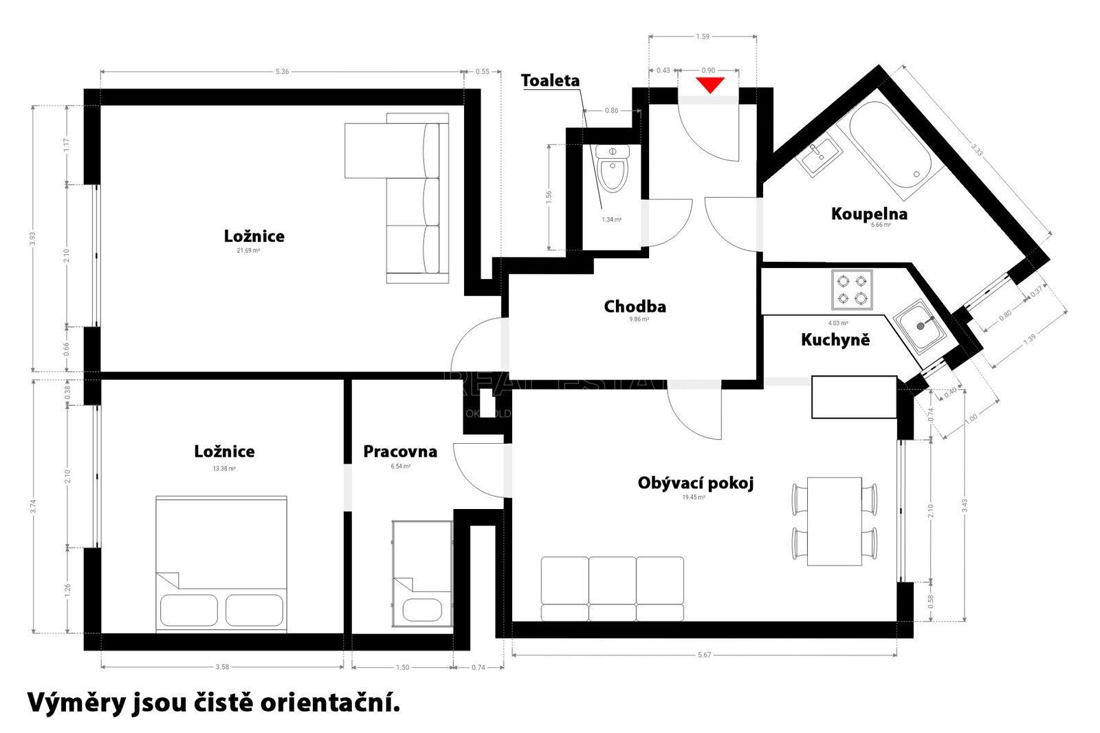 Byt 3+1 · 82 m² · U studánky, Praha - 3