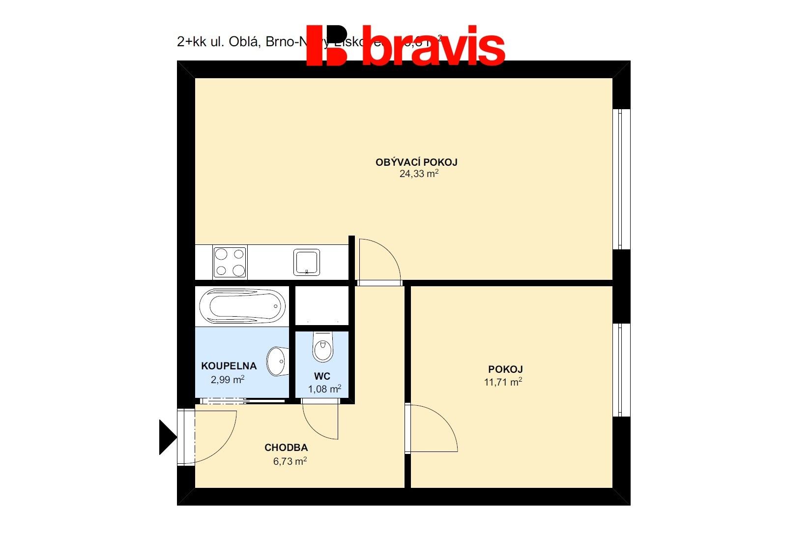 2+kk, Oblá, Brno Nový Lískovec, 47 m² - 2