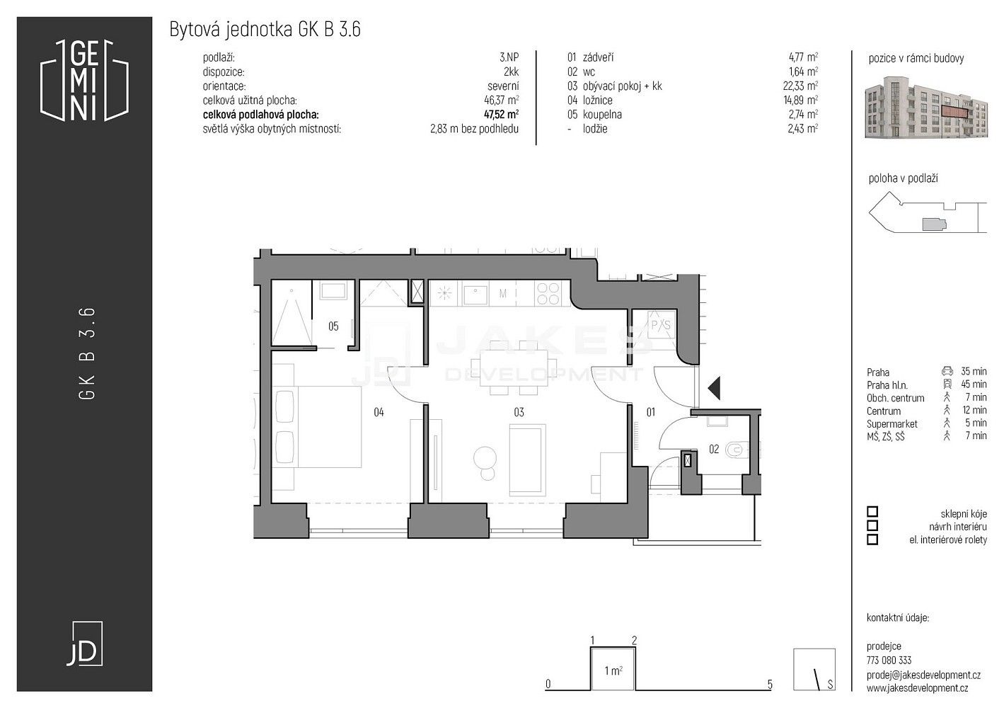Byt 2+kk · 48 m² · Zengrova, Kolín - Kolín IV - 2