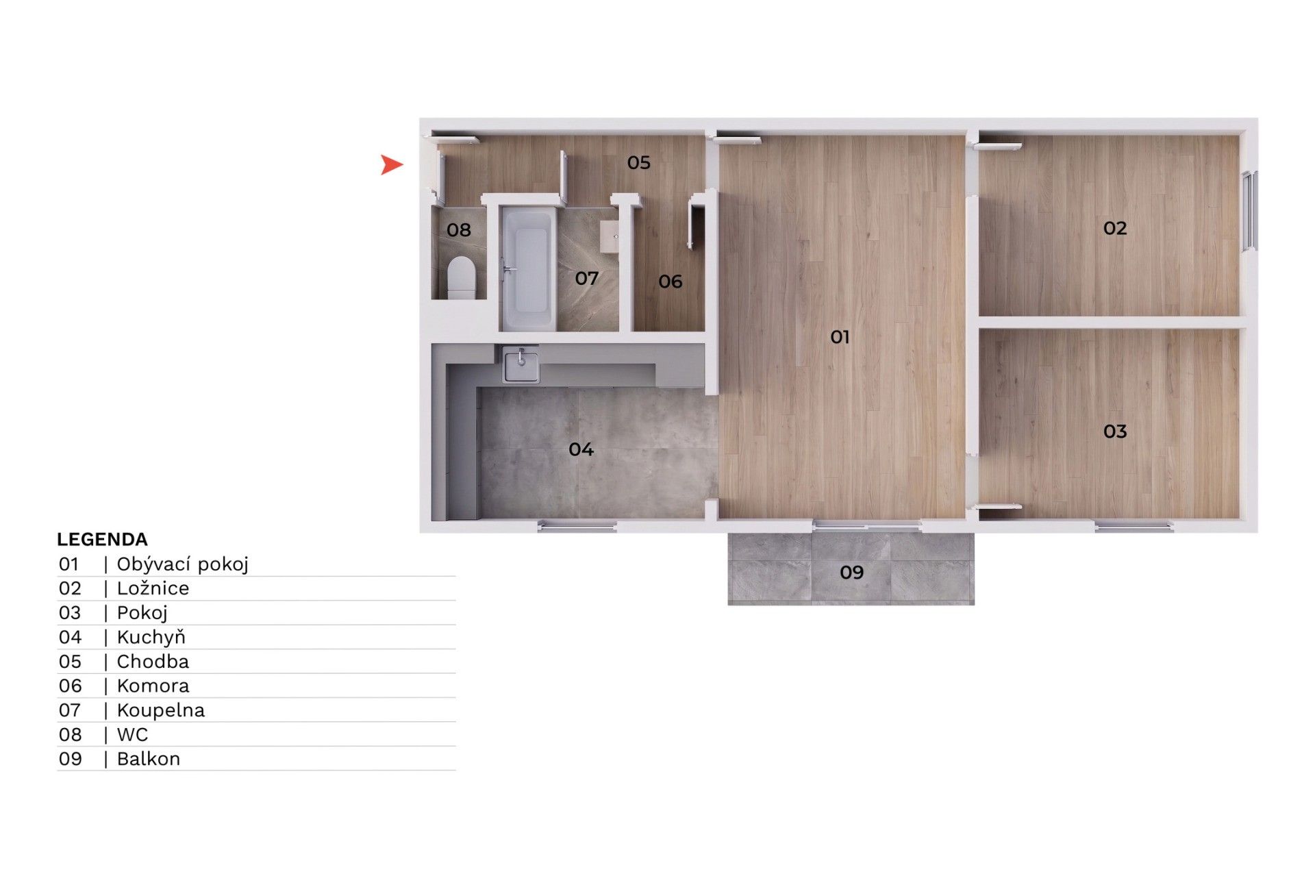 Byt 3+1 · 69 m² · Gabčíkova, Nehvizdy - 4