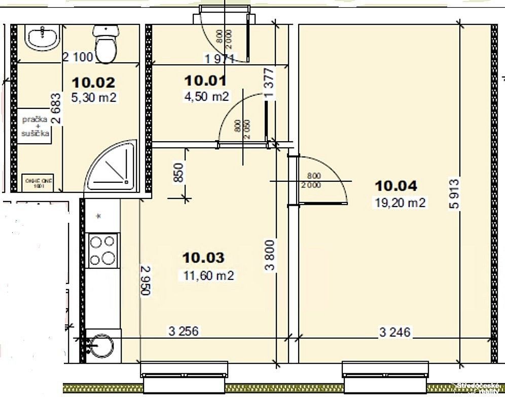 Pronájem byt 2+kk - Mšené-lázně, okres Litoměřice, Ústecký kraj, 40 m² - 5