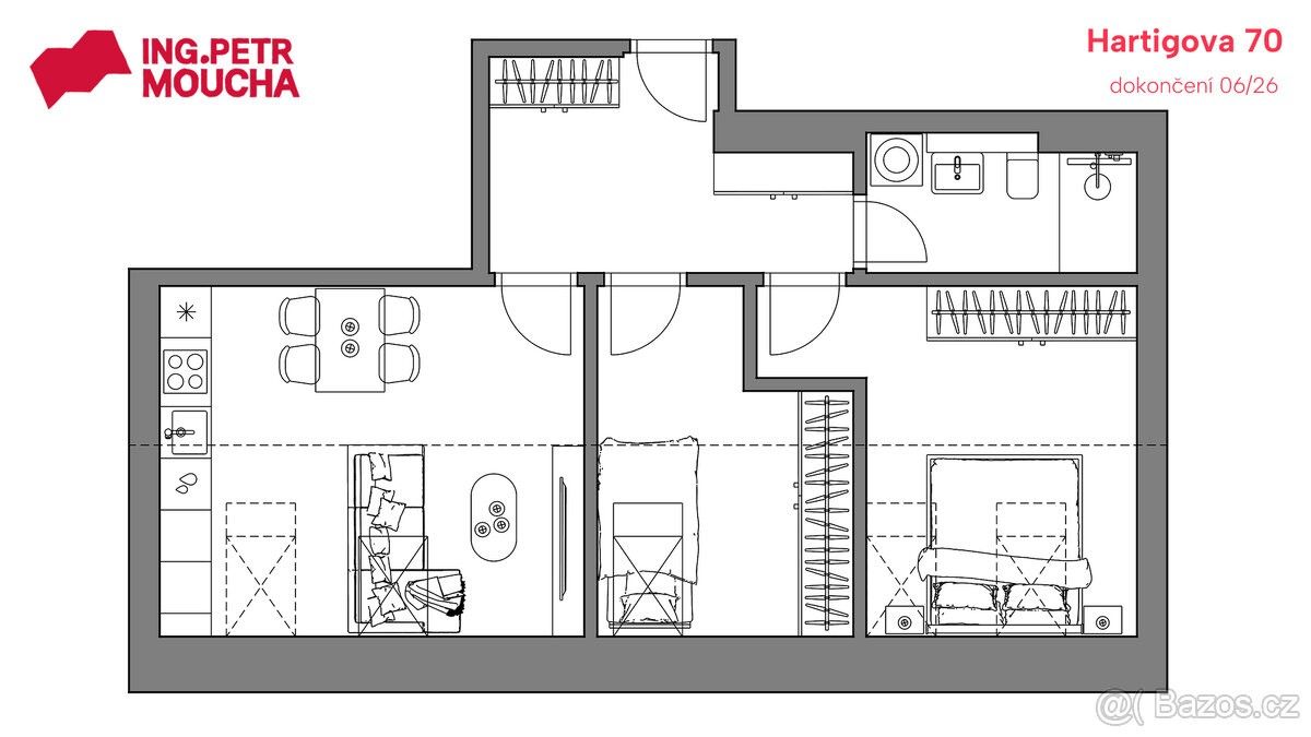 Prodej byt 3+kk - Praha, 130 00, 61 m²