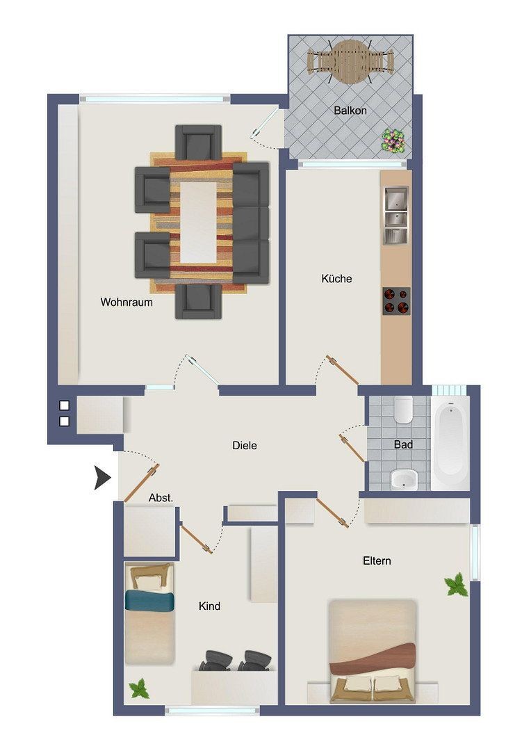 3+kk, Oberhausen Alt-Oberhausen Nordrhein-Westfalen 46049, 70 m² - 2