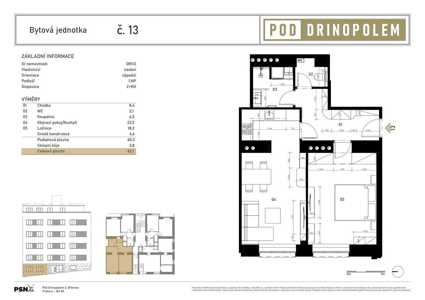 2+kk, Praha - Břevnov, okres Praha 6, Hlavní město Praha, 56 m² - 2