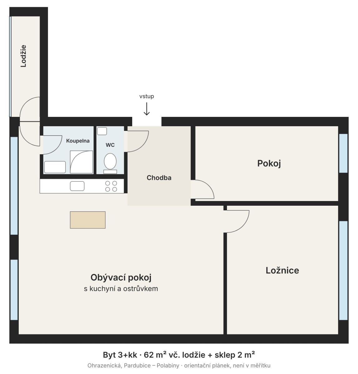 Byt 3+kk · 62 m² · Ohrazenická, Pardubice - Pardubice, Pardubický kraj - 3
