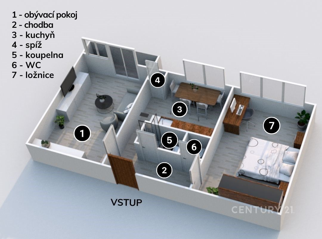 2+1, Krásného, Brno Židenice, 55 m² - 1