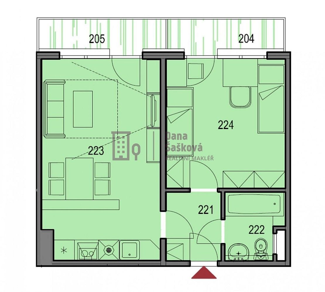 Byt 2+kk · 45 m² · Jindřichův Hradec - Jindřichův Hradec III, Jihočeský kraj - 4
